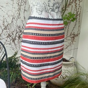 LOFT Petites Women's Pencil Skirt - Size 8P - Southwest Print, Red/BLK stripes.